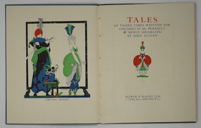 Perrault, Charles - Tales of Passed Times, written for Children, illustrated by John Austen, 4to, cloth with colour pictorial panel pasted to upper board, with 36 illustrations, 26 in colour, front fly leaf torn out, Sel